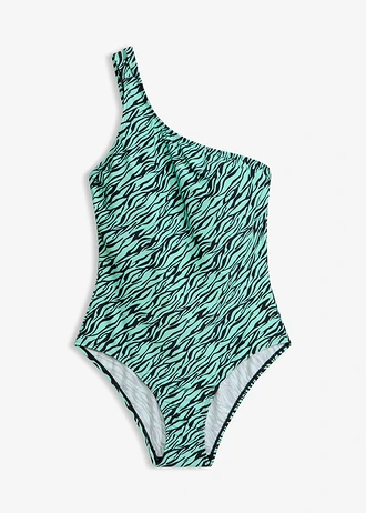 One shoulder badpak • mentholgroen-zwart met zebraprint • bonprix online shop