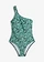 One shoulder badpak, Kleur: mentholgroen-zwart met zebraprint
