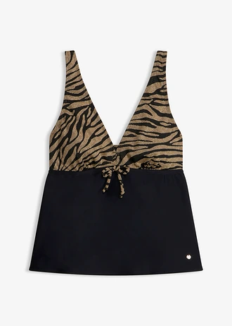 Top tankini z połyskującego materiału • czarny w paski zebry • sklep bonprix