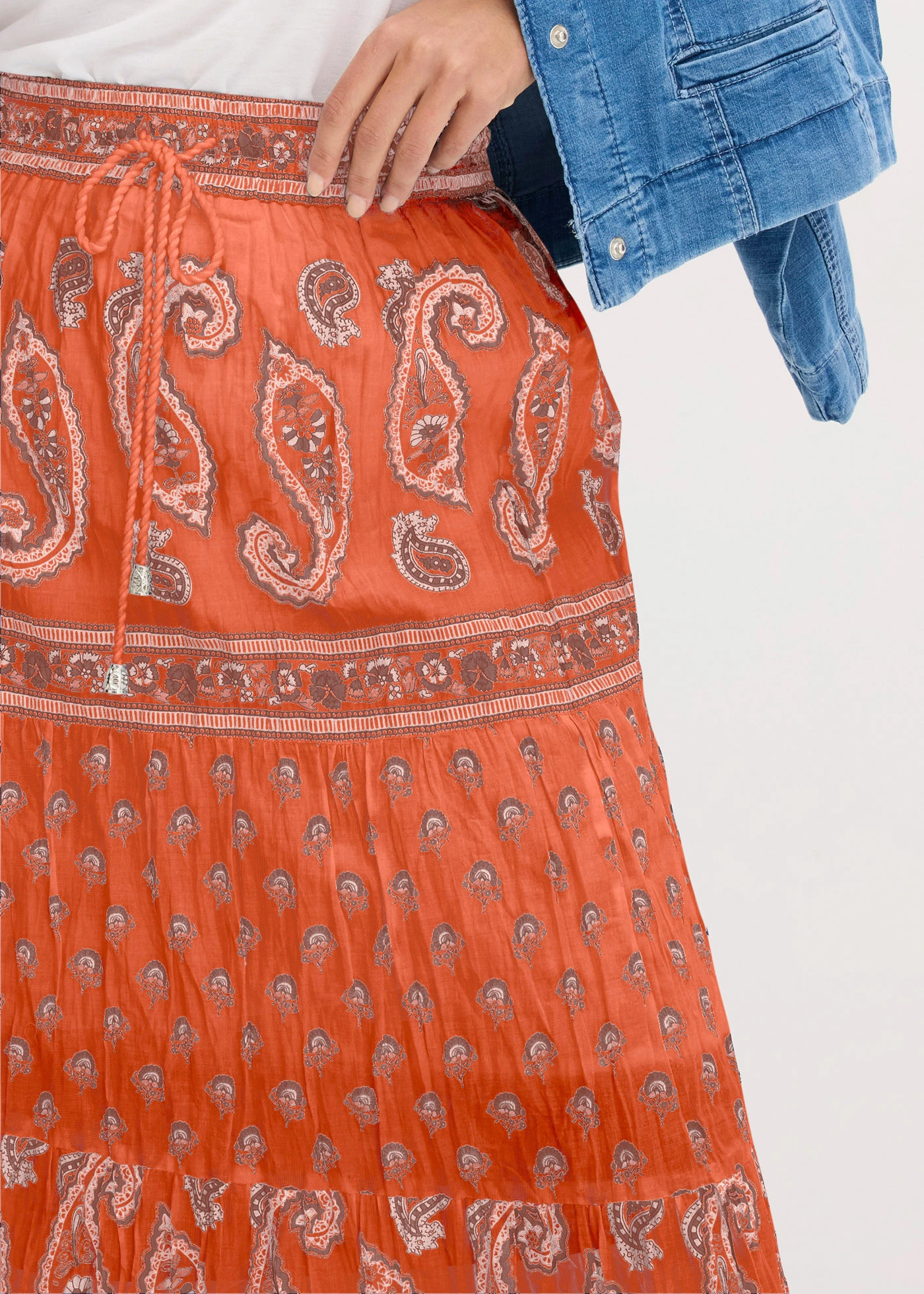 Fustă maxi din bumbac 100% • maro-marsala floral • magazin bonprix