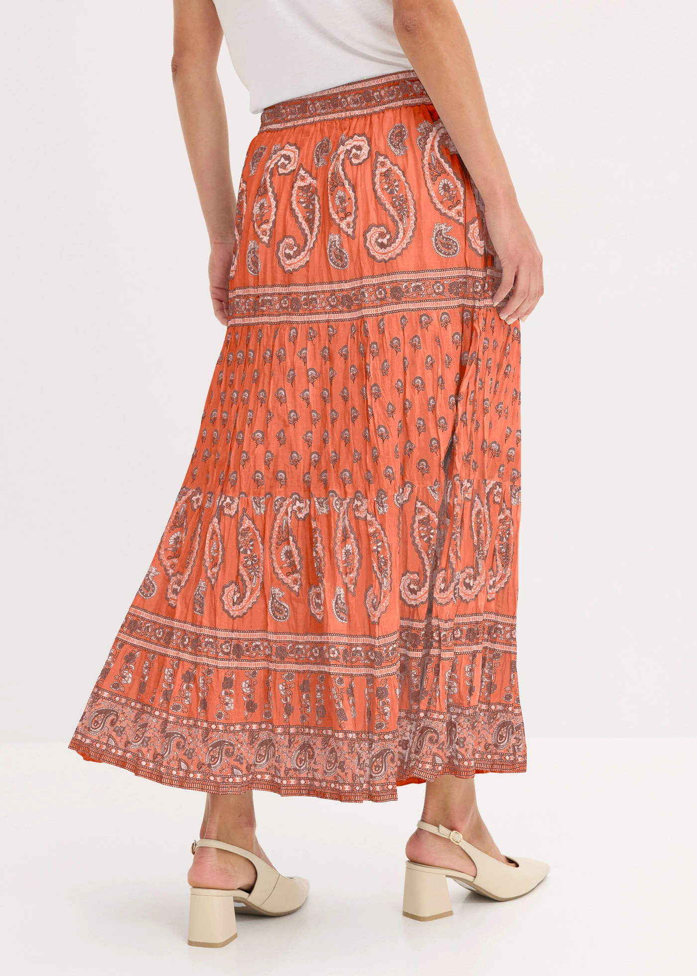 Fustă maxi din bumbac 100% • maro-marsala floral • magazin bonprix