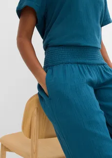 Pantalon palazzo en gaze de coton • pétrole • Boutique bonprix