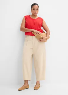 Lichte culotte van twill in ballonlook, Kleur: lichtsand