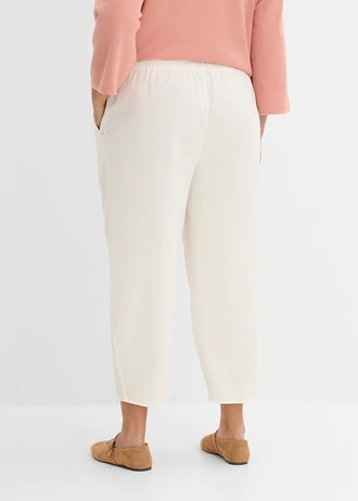 3/4 broek in een lichte linnenmix, Kleur: wolwit