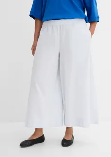 Wijde culotte van seersucker, Kleur: poederblauw-wit verticaal gestreept