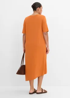 Shirtjurk met asymmetrische onderrand van modalmix, Kleur: terracotta