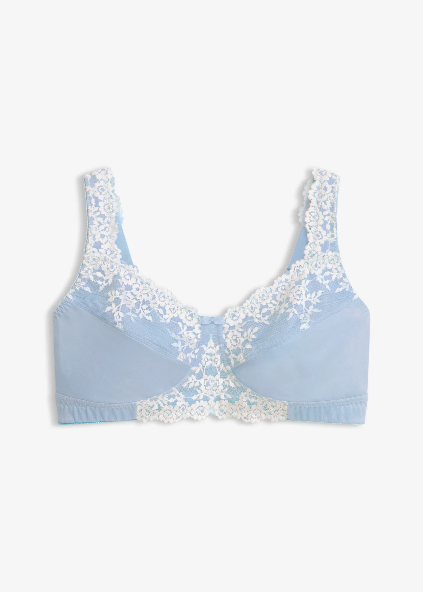 Steun bh zonder beugels met gewatteerde bandjes • poederblauw + wolwit • bonprix online shop