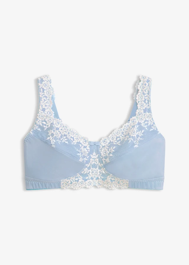 Steun bh zonder beugels met gewatteerde bandjes • poederblauw + wolwit • bonprix online shop