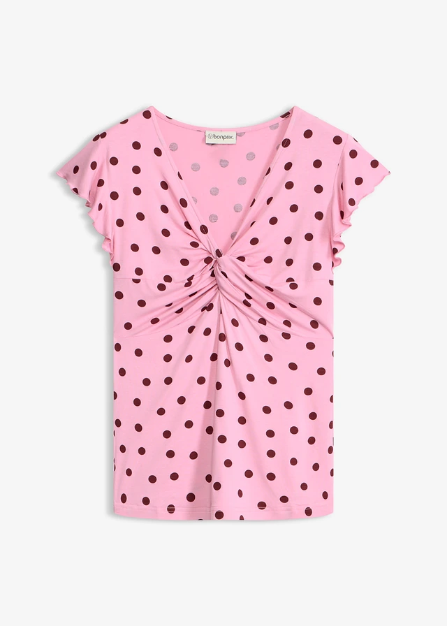 Shirt in een viscosemix • roze-esdoornrood gestippeld • bonprix online shop