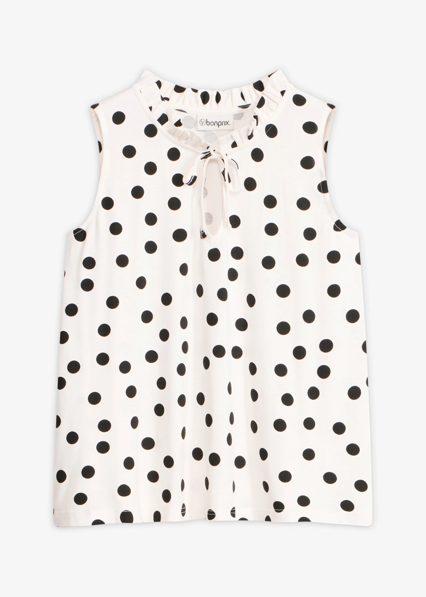 Jersey top in een viscosemix • wolwit-zwart gestippeld • bonprix online shop