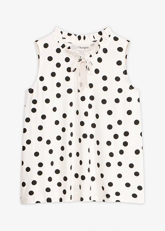Top din jerse din amestec de viscoză • ecru/negru punctat • magazin bonprix