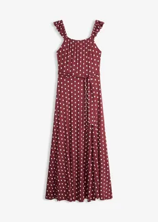 Robe longue en viscose • rouge érable pois écru • Boutique bonprix