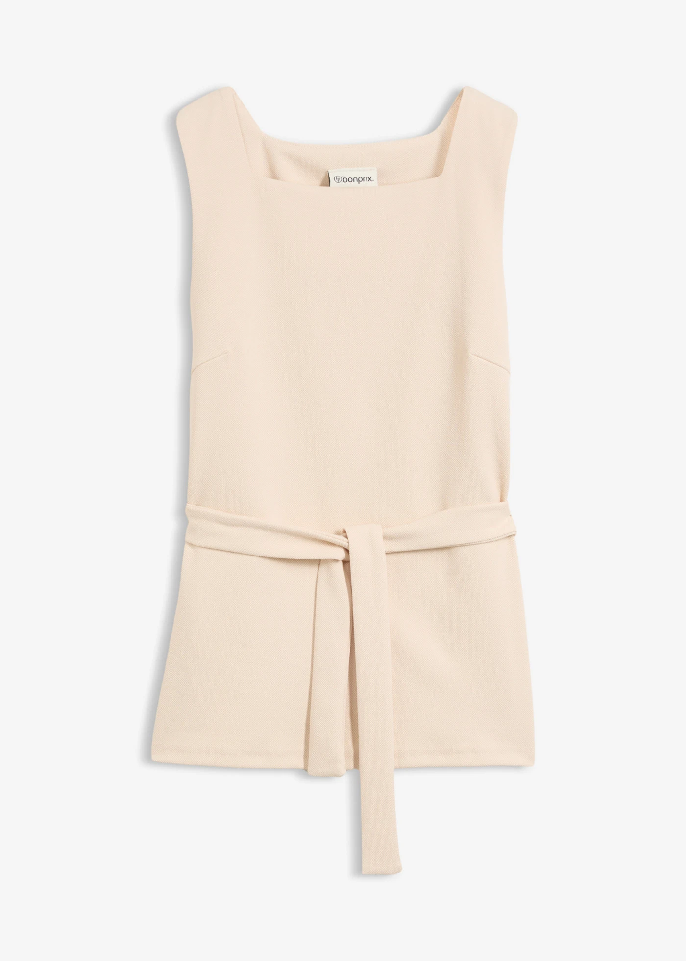 Top din material piqué cu cordon • bej-prund • magazin bonprix