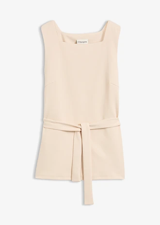 Top din material piqué cu cordon • bej-prund • magazin bonprix