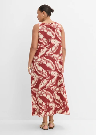 Robe ample entièrement imprimée, Couleur: rouge désert-sable clair imprimé