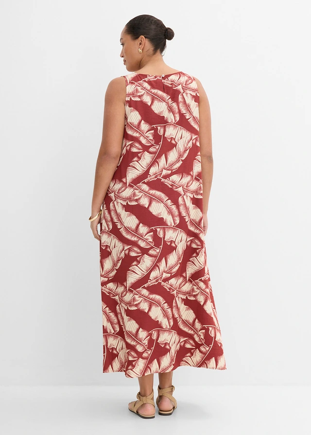 Robe ample entièrement imprimée, Couleur: rouge désert-sable clair imprimé