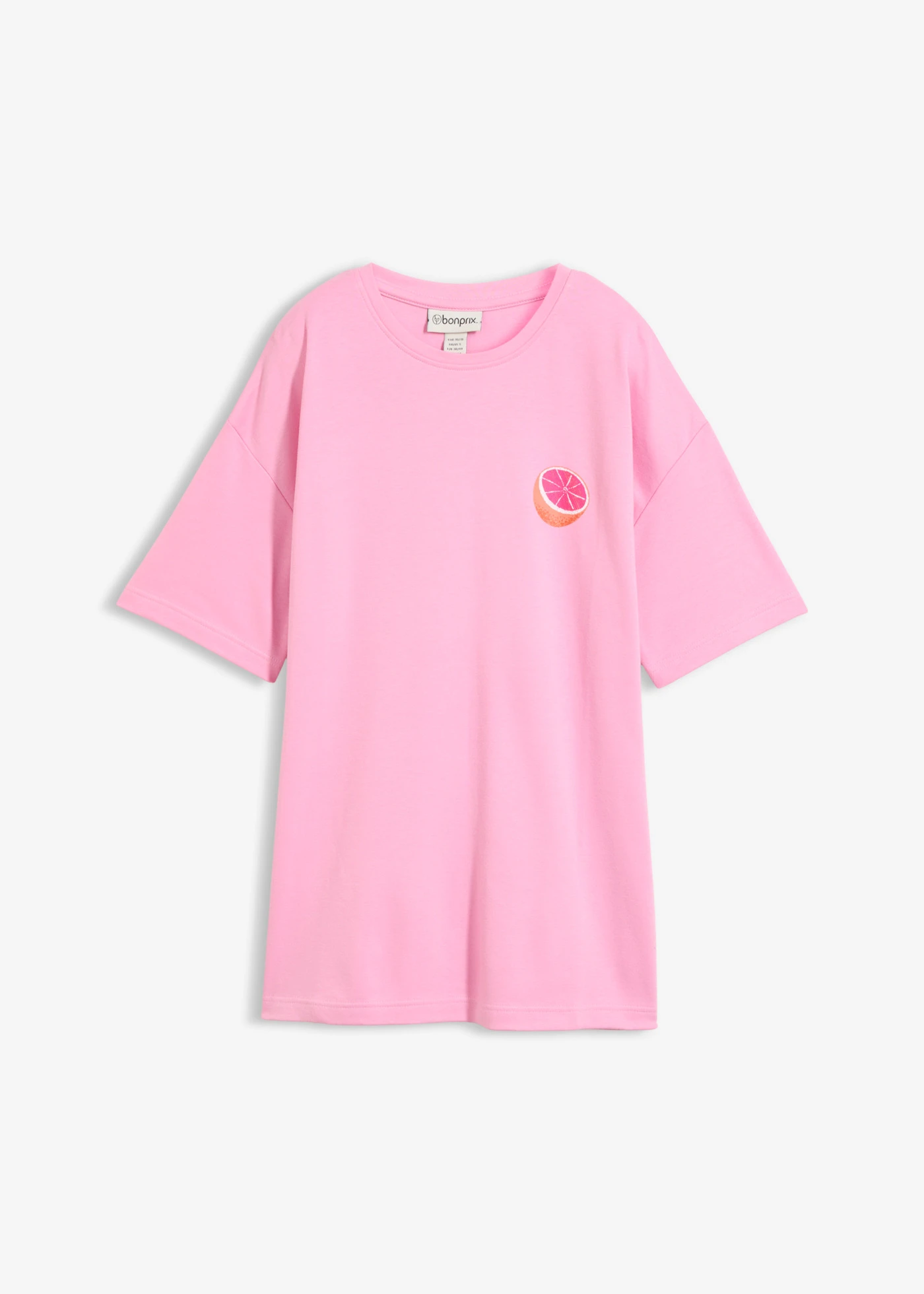 Bluză oversize din bumbac organic 100% • roz pal-oranj fluorescent cu imprimeu • magazin bonprix