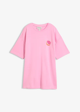 Bluză oversize din bumbac organic 100% • roz pal-oranj fluorescent cu imprimeu • magazin bonprix