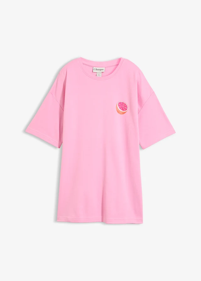 Oversize-tričko z čistej bio bavlny • ružová-jasná oranžová potlačená • obchod bonprix