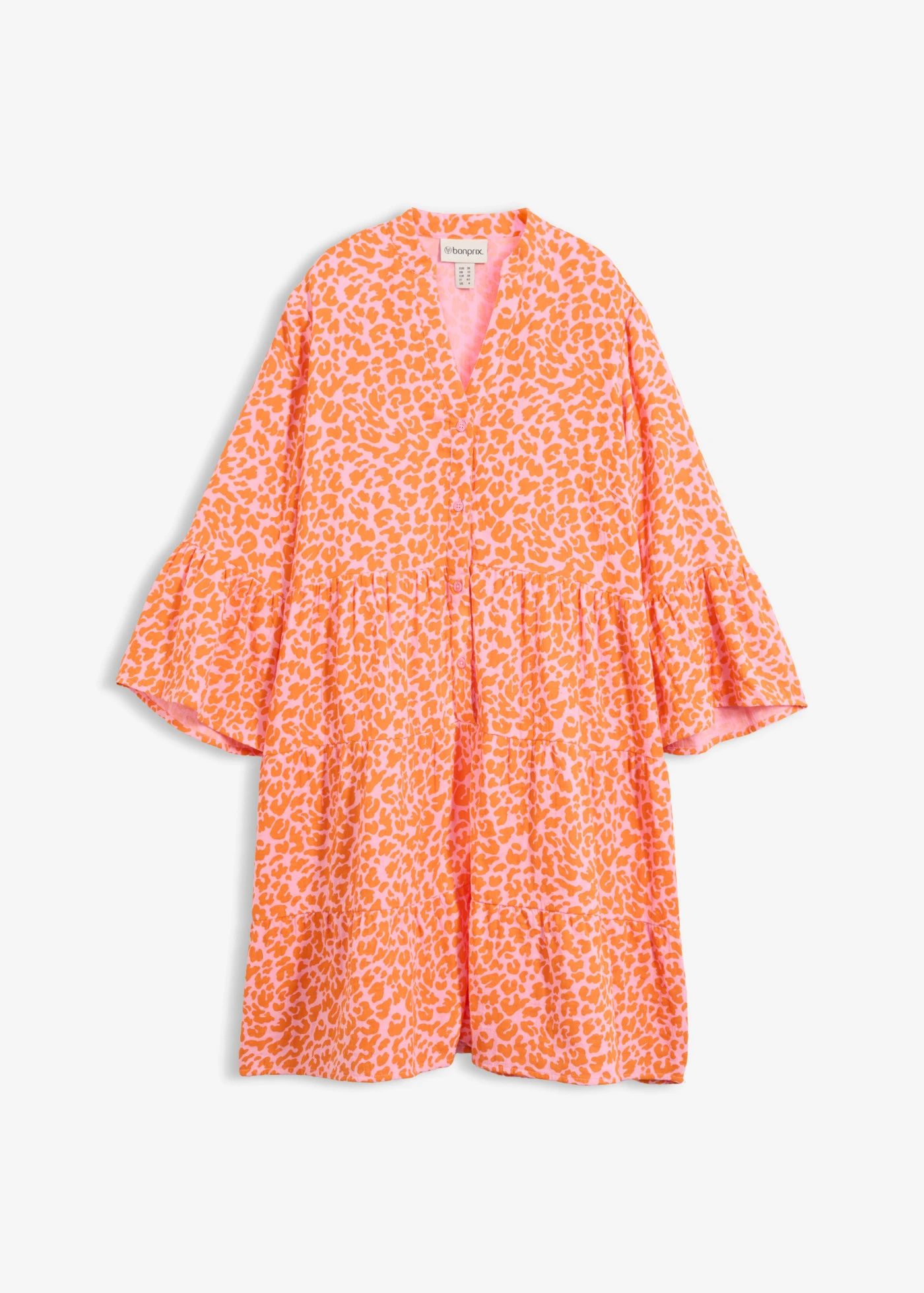 Robe-tunique légère en gaze de coton • rose-orange vif imprimé • Boutique bonprix