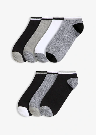 Lot de 7 paires de socquettes, Couleur: noir + gris clair chiné + gris chiné + blanc