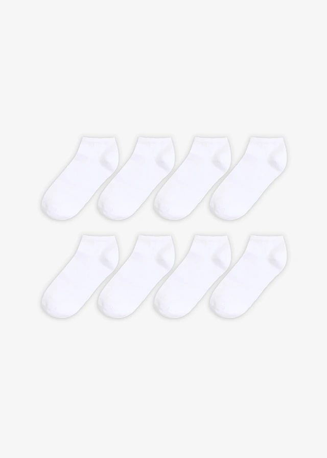 Șosete scurte cu bumbac organic (set/8 perechi) • alb • magazin bonprix