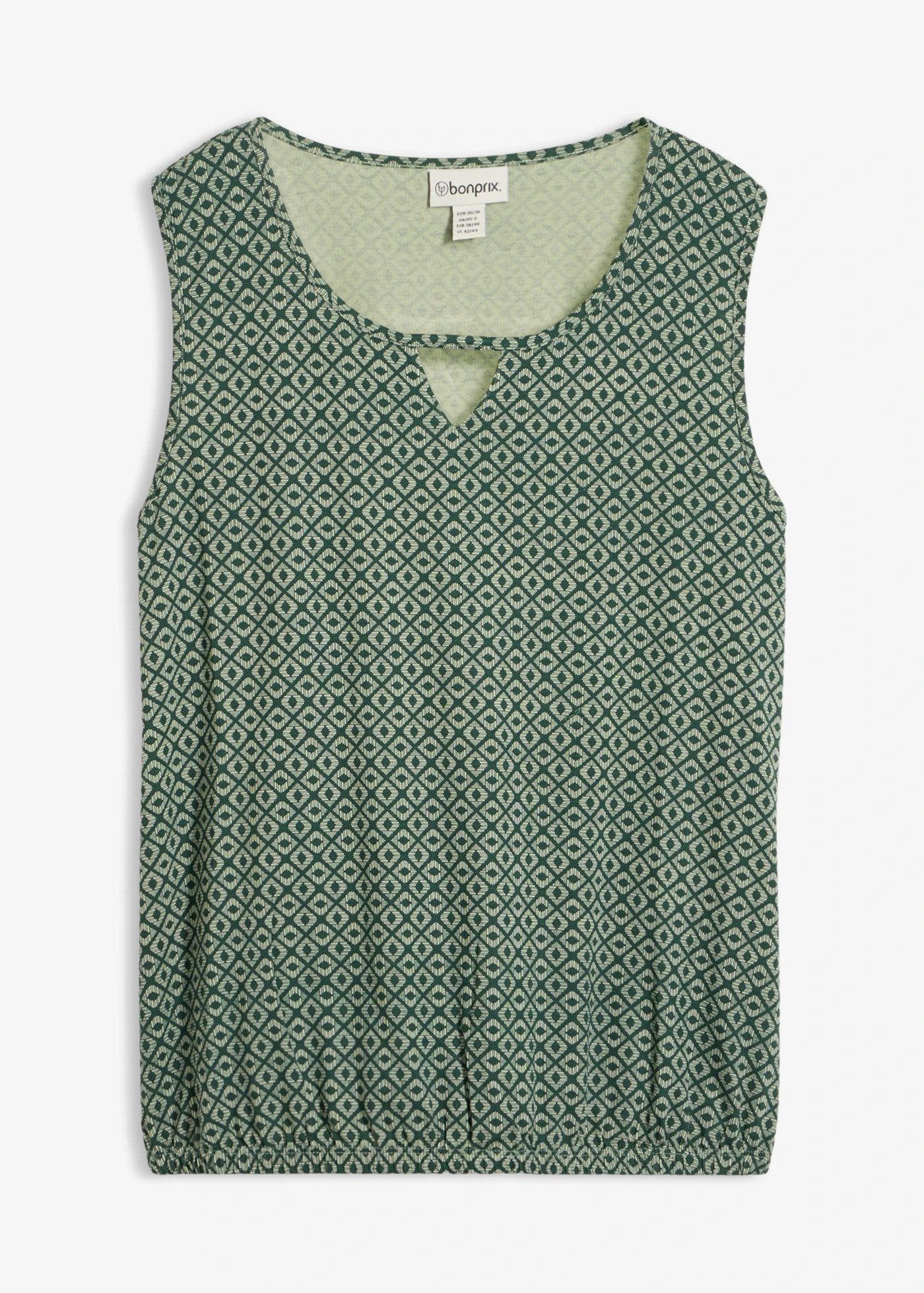 Top met elastiek • bleekgroen/mat groen gedessineerd • bonprix online shop