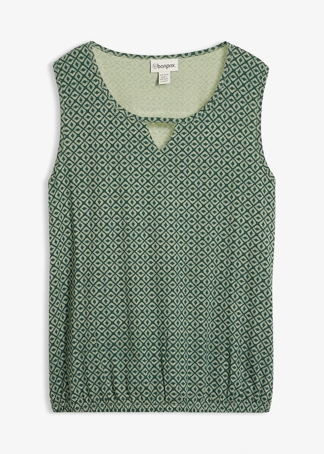 Top avec base élastiquée • vert pâle/vert mat imprimé • Boutique bonprix