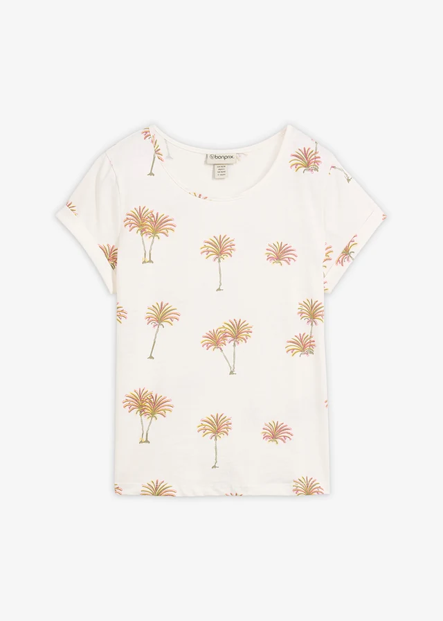 T-shirt van puur biologisch katoen • wolwit met print • bonprix online shop