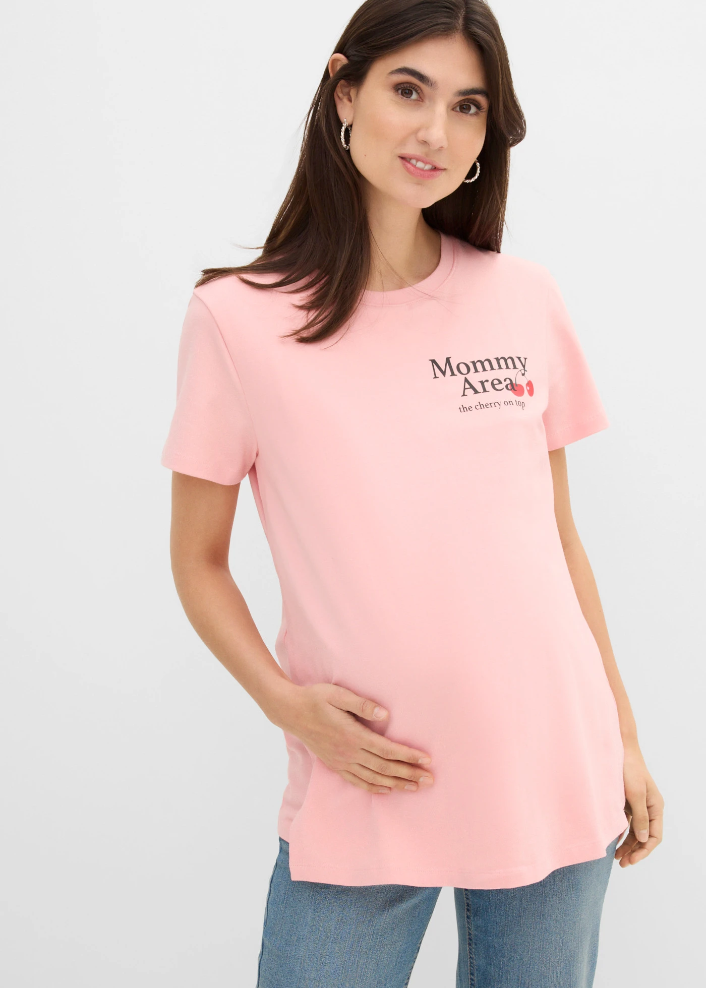 Zwangerschaps- en borstvoedingsshirt 2-in-1  van biologisch katoen, oversized • soft roze-lavarood • bonprix online shop