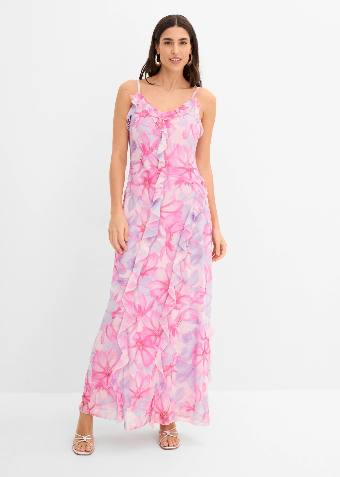 Jurk van zachte mesh • roze gebloemd • bonprix online shop