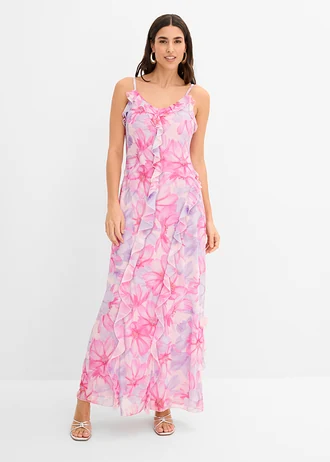 Rochie cu bretele, din mesh moale • roz floral • magazin bonprix