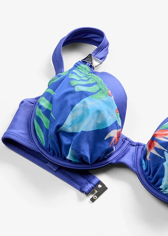Merevítős bikinifelső • kék/virágmintás • bonprix áruház