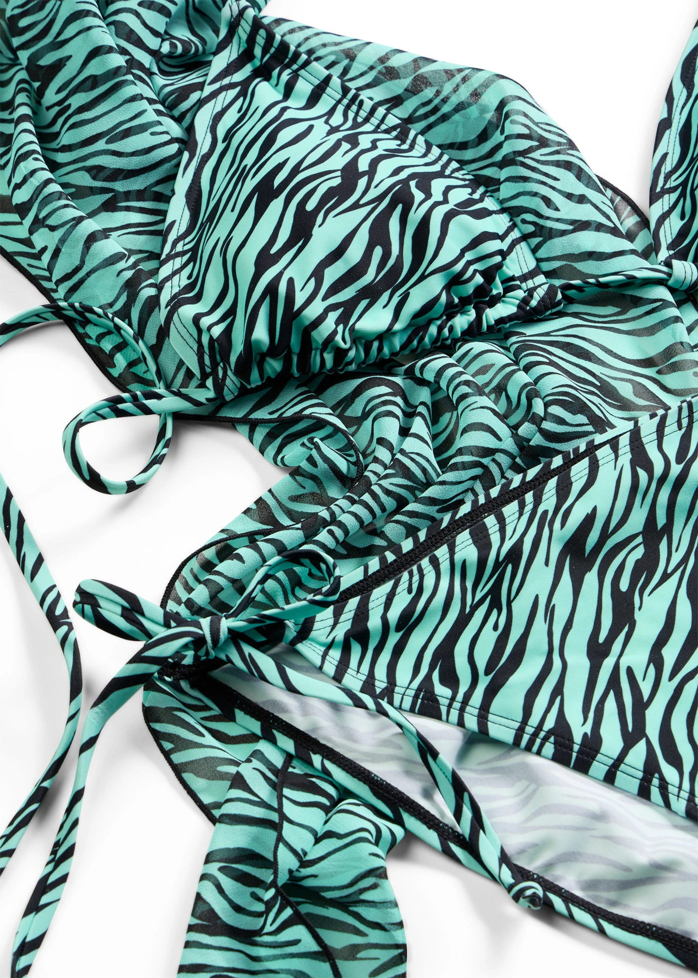 Bikini triangle + paréo (ens. 3 pces) • bleu glacial-noir zèbre • Boutique bonprix