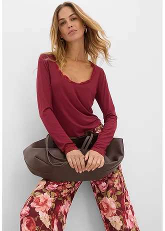 T-shirt manches longues doux • rouge rubis • Boutique bonprix