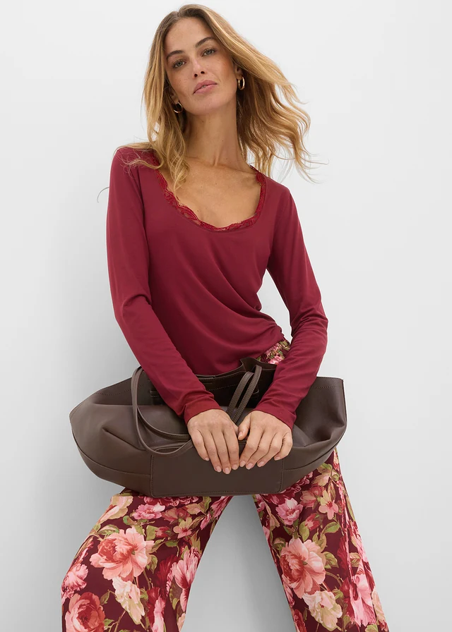 Longsleeve van een zachte viscose-mix • robijnrood • product-page.page-title-suffix