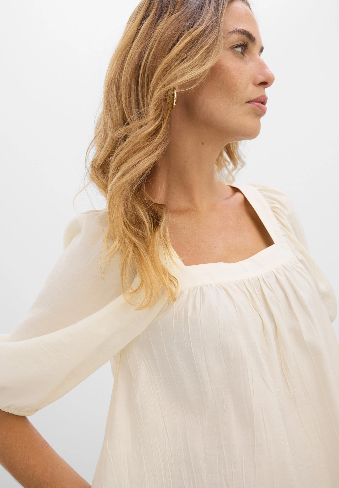 Blouse van gestructureerde crinkle • wolwit • bonprix online shop