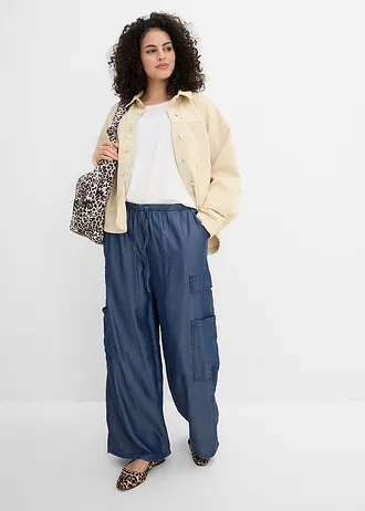 Bő belebújós nadrág puha Lyocell anyagból, szín: sötétkék denim