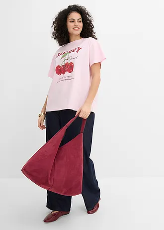 T-shirt van biologisch katoen met een print, Kleur: kristalroze met print