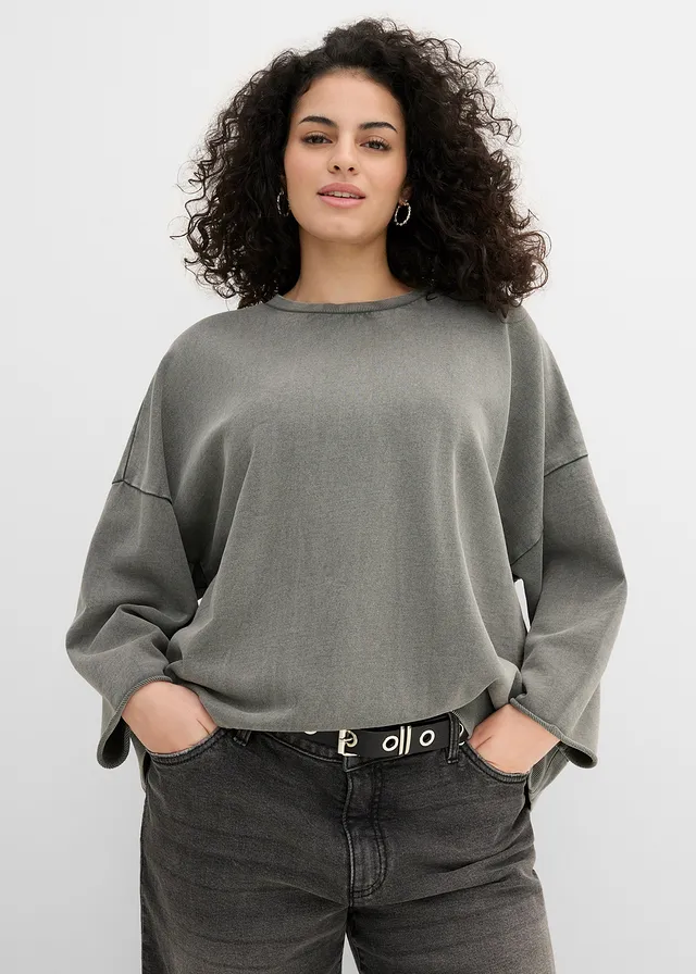 Sweat-shirt oversize, Couleur: anthracite délavé