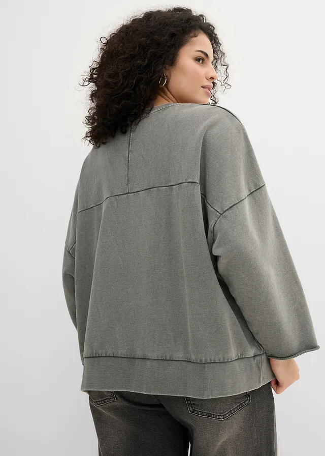 Sweat-shirt oversize, Couleur: anthracite délavé