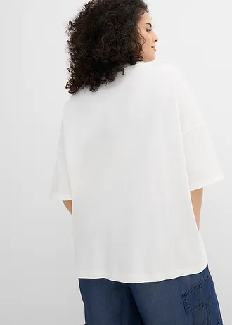 Oversized shirt van puur biologisch katoen, Kleur: wit met print
