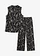 Jersey top en broek van gestructureerde crêpe (2-dlg. set), Kleur: zwart-lichtsand gebloemd