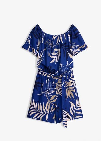 Combishort à encolure Bardot • bleu foncé palmiers • Boutique bonprix