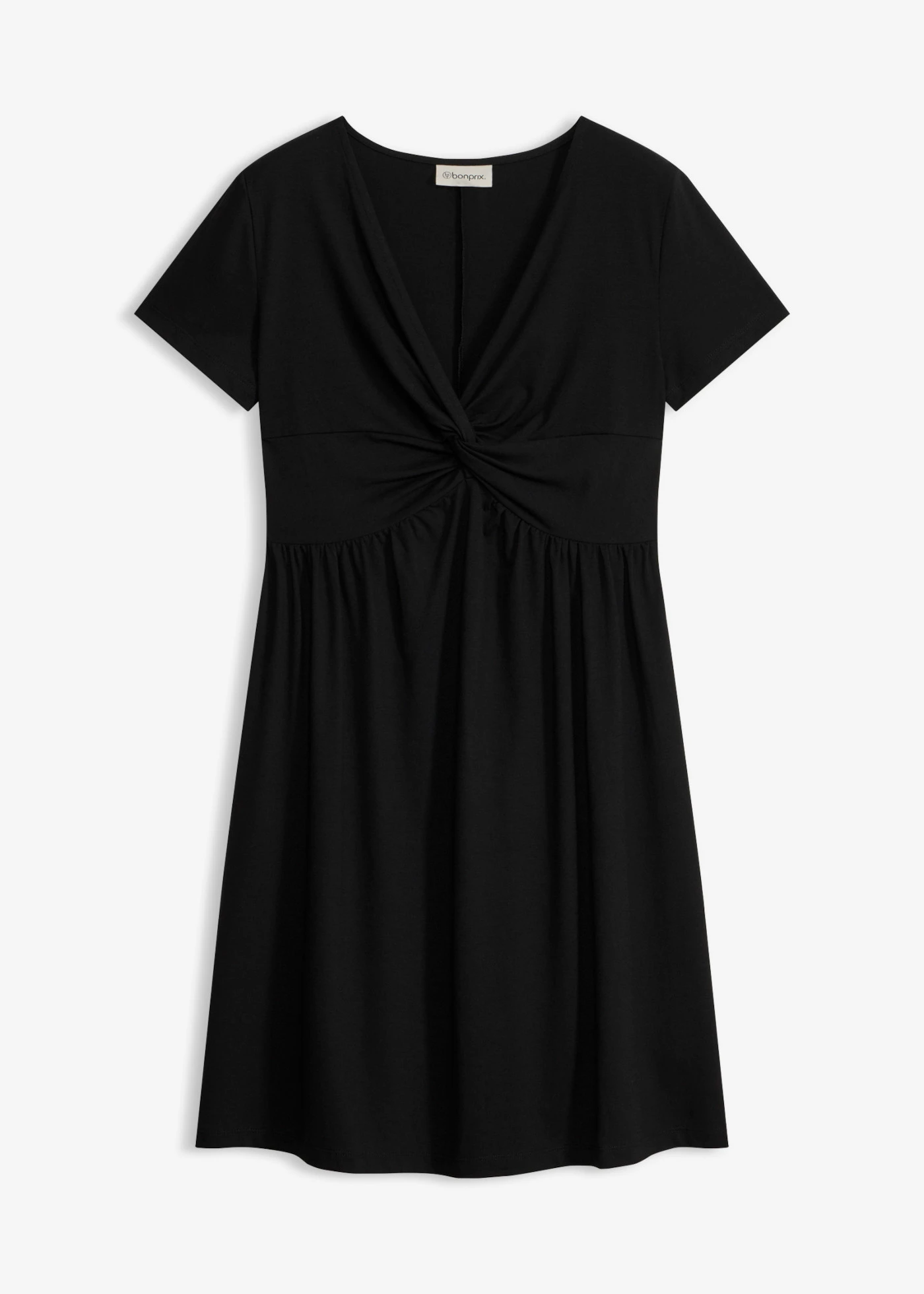 Jersey jurk met diep decolleté • zwart • bonprix online shop