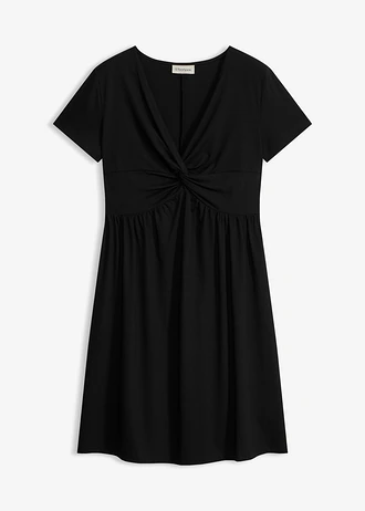 Jersey jurk met diep decolleté • zwart • bonprix online shop