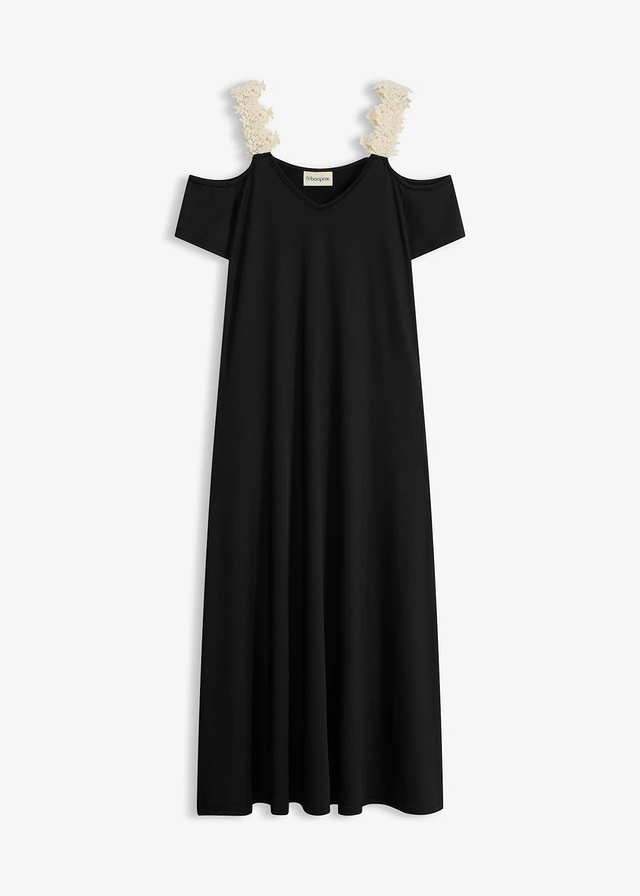 Rochie din jerse cu dantelă croșetată