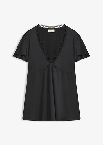 Shirt met kant • zwart • bonprix online shop
