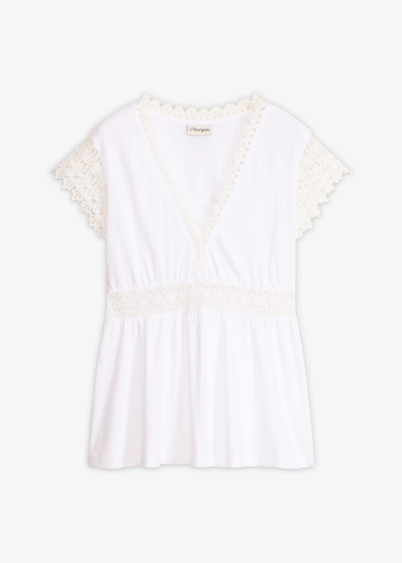 Bluză tricot cu dantelă • ecru • magazin bonprix