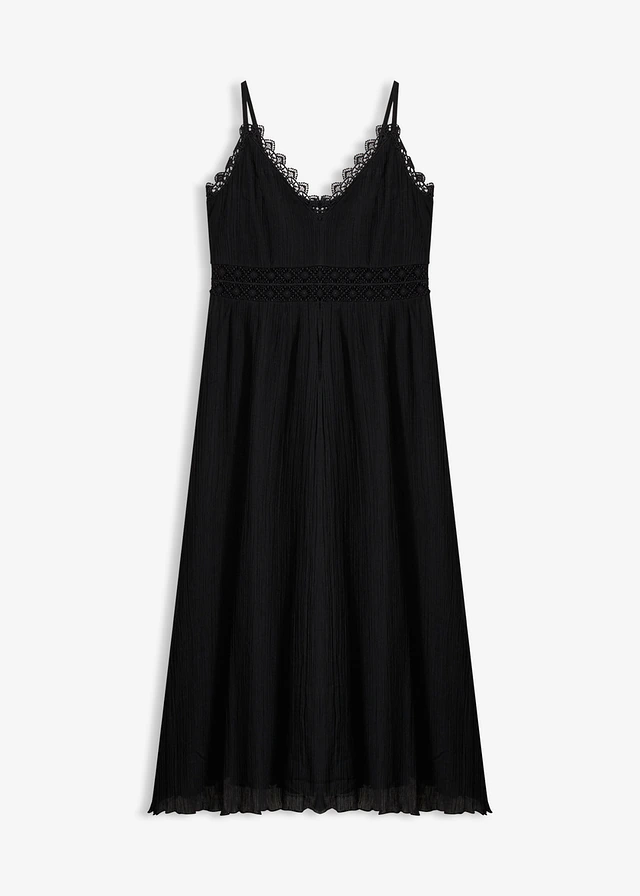 Rochie midi cu inserție de dantelă